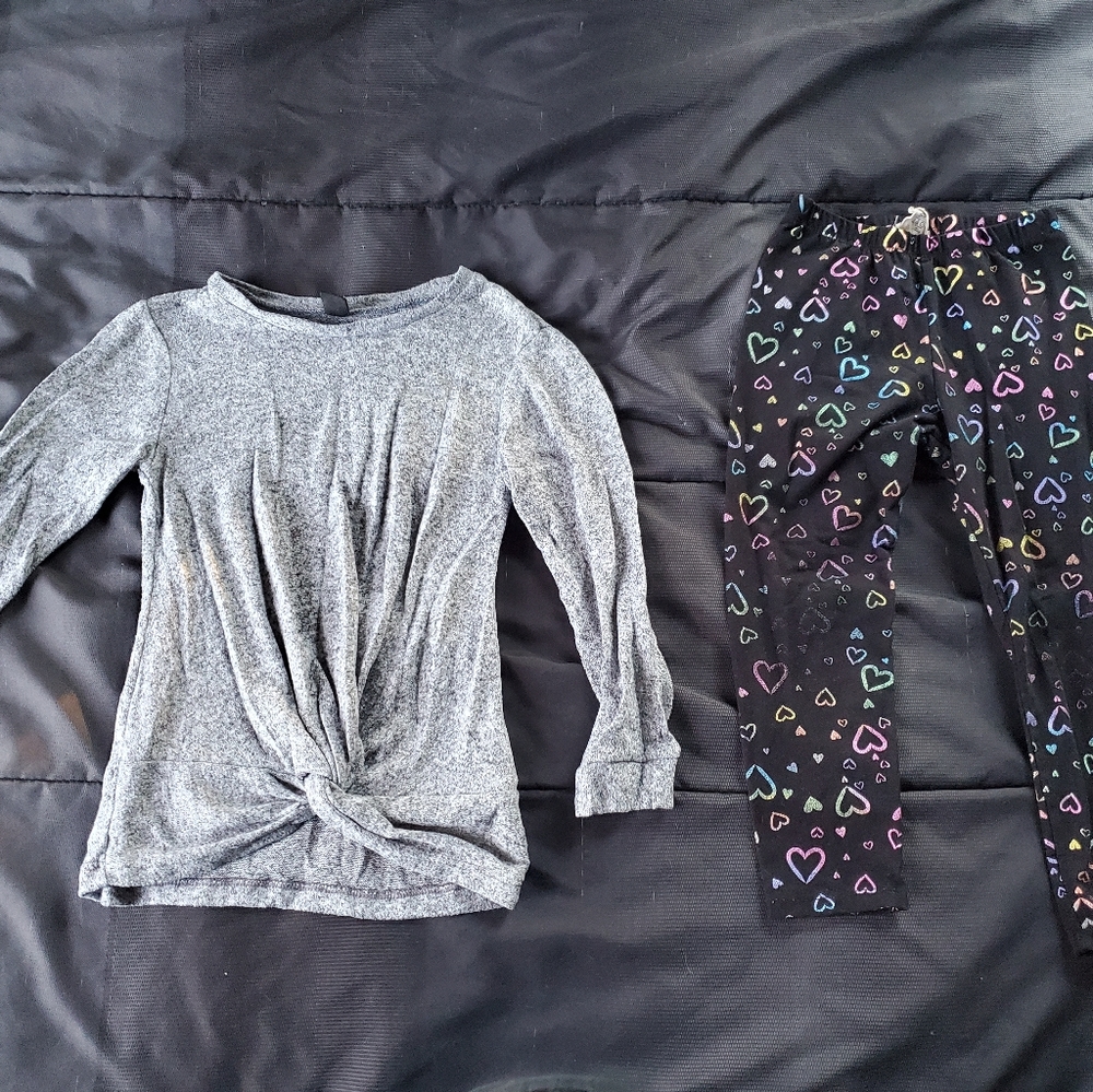 girl 5 long sleeve and heart design leggings